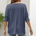 thumbnail image 2 of Blouses for women Casual Color Round Neck Short Sleeve Tops Blouses Blouses for Women Fashion, 2 of 5