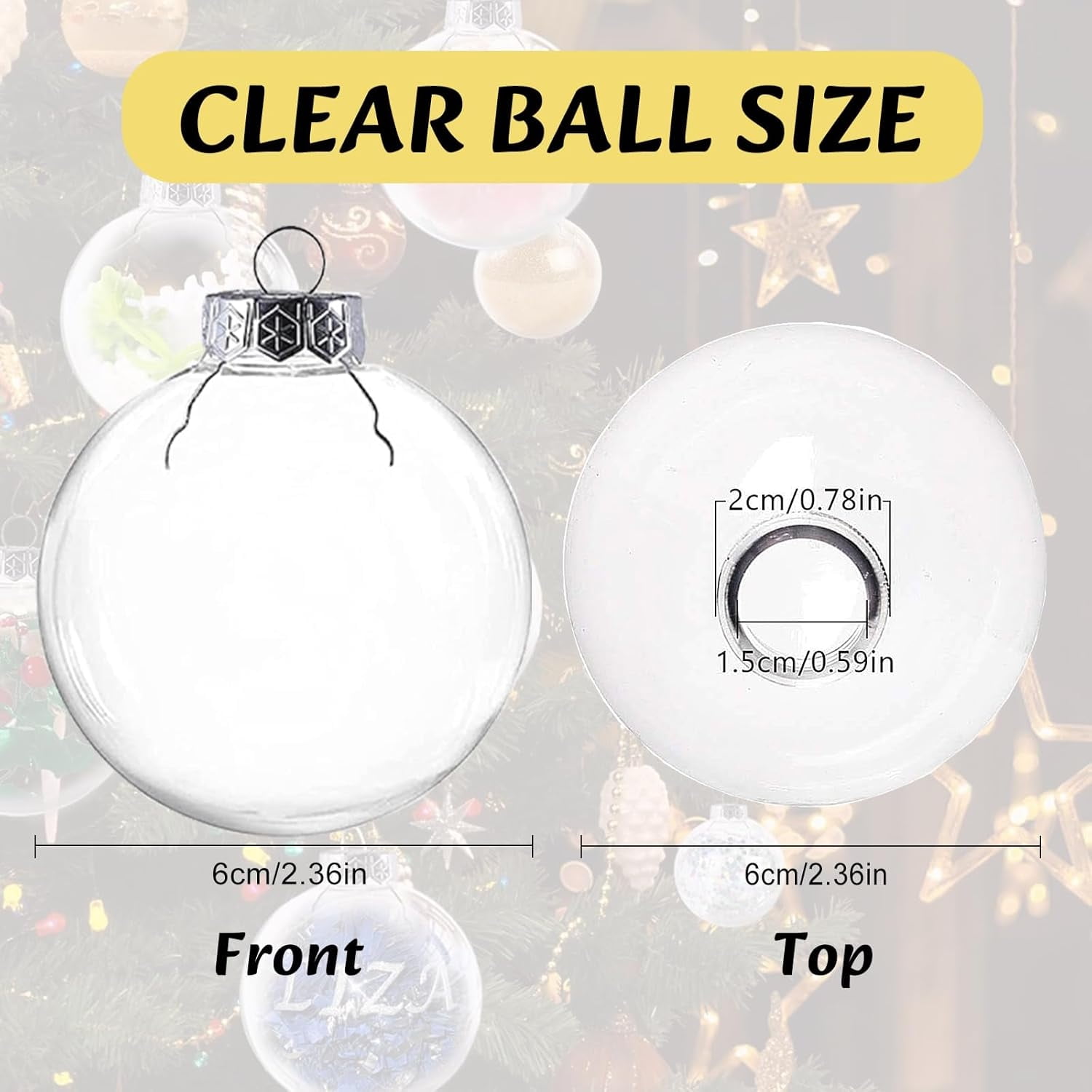 36 Pcs Hanging Clear Plastic Fillable Ornaments DIY Christmas Balls 2.36" DIY Ornaments Balls Hanging Ball Ornament Craft Ornaments for Xmas Tree Home Decoration Creative Gifts (60 mm),Topboutique