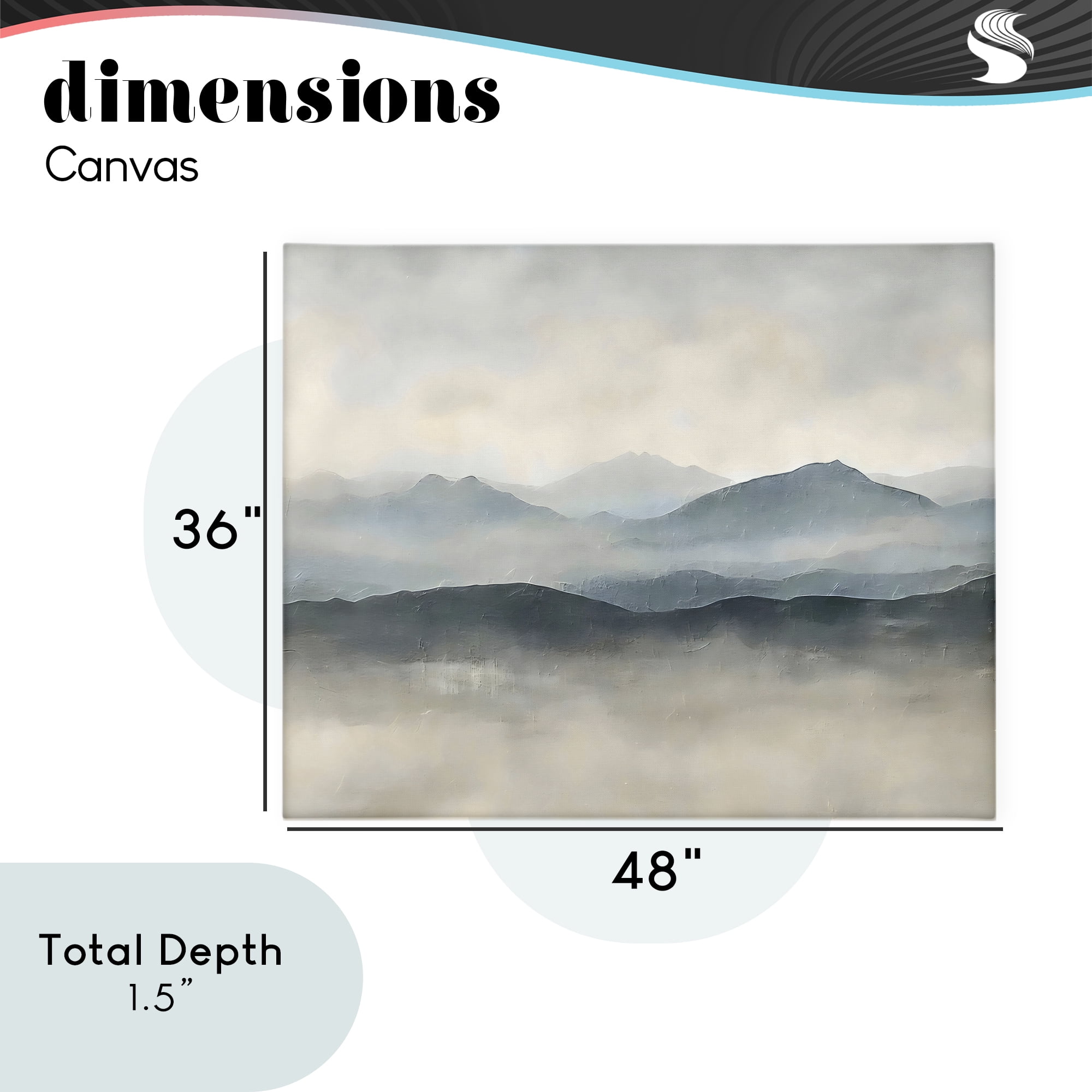 Stupell Industries Misty Muted Mountainscape Canvas Wall Art, design by Riley B