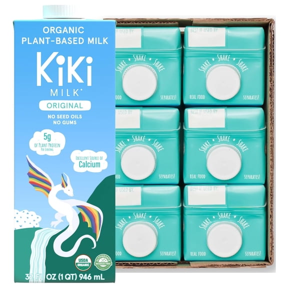 Plant Based Milk - Organic Original - Calcium & Magnesium Source - Gluten Free, Gum Free, GMO Free, Dairy Free, Soy Free, Glyphosate Free - Shelf Stable - (32 oz • Pack of 6)
