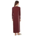 thumbnail image 2 of MeMoi Women's Modest Henley-Style Full-Length Ribbed Nightgown - Womens - Female, L, Wine, 2 of 3