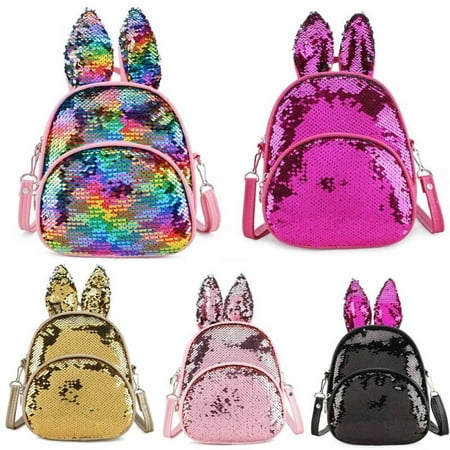 sequin backpack walmart ears rabbit kindergarten boys bag children