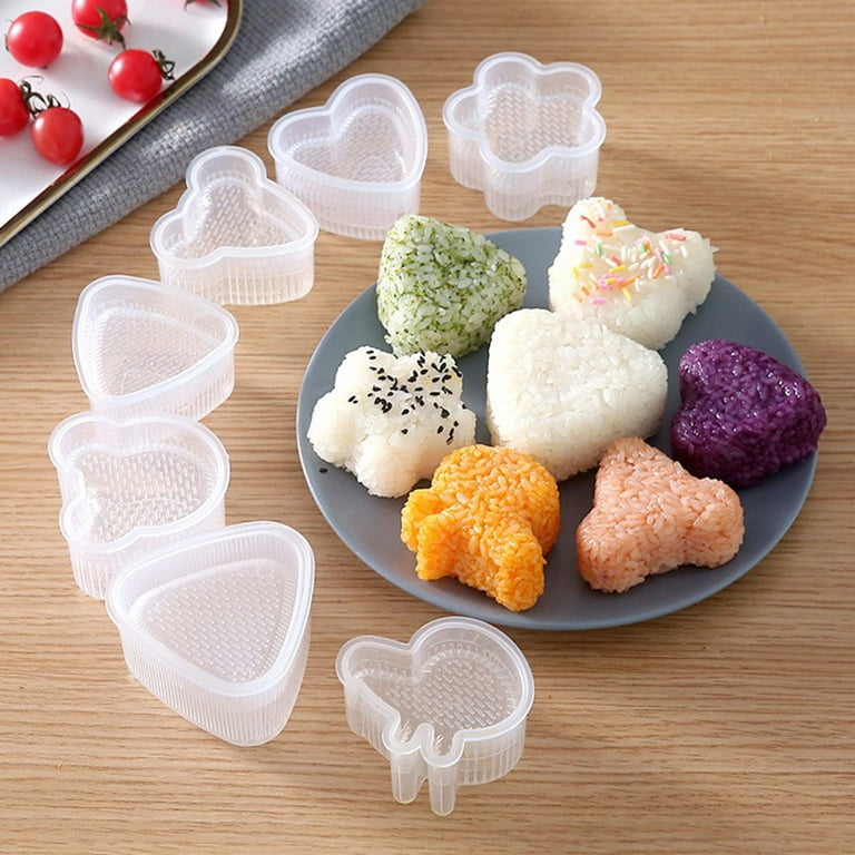 luzen 6pcs Clear Plastic Sushi Mold Case Box Triangle Rice Ball Mold Maker Sushi DIY Kitchen Tool with Lid for Beginners and Profes