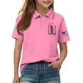 thumbnail image 4 of CCRFTGI 250 Anniversary USA Flag Polo Shirts for Child Girls Boys Size 7 School Uniform America 250 Flag freedom Shirt Golf Lapel Button Collared Polo Quick Dry Summer T-Shirts Pink 7-8 Years, 4 of 7