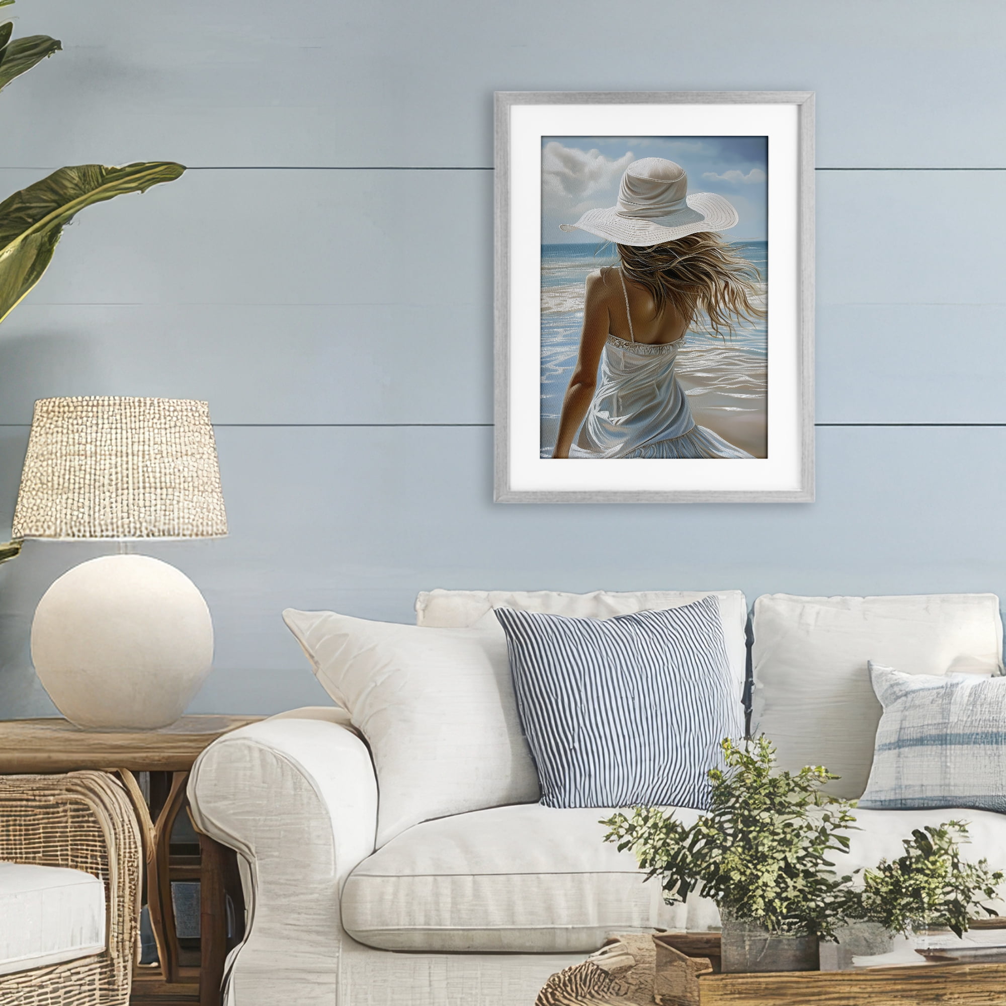Stupell Industries Seaside Breeze & Flowing Dress Gray Framed Print Under Glass, design by Imagine It Images