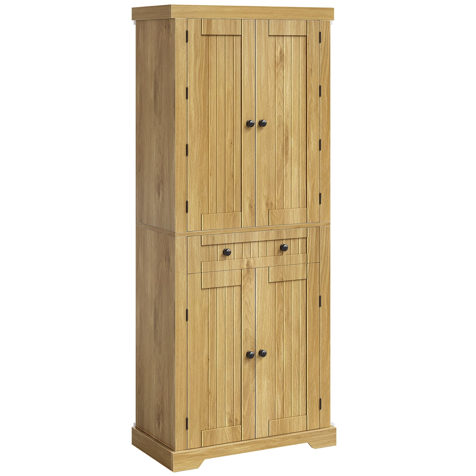 Bestier 72" Tall Kitchen Pantry Storage Cabinet with Doors and Shelves, Food Pantry Cabinet with Motion Sensor Light, Natural Oak