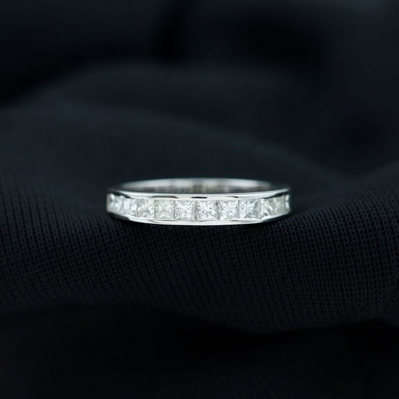 Spot Jewel Excellent 2 Ct Princess Cut Lab Created Diamond Rings - 14K White Gold Plated Rings - Stackable Rings for Women's Sterling Silver - Unique Rings for Mom - Eternity Band Rings Gifts