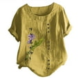 thumbnail image 3 of PATLOLLAV Womens Tops,Women Summer Casual Round Neck Short Sleeve Flower Print Loose Shirts Tops, 3 of 6