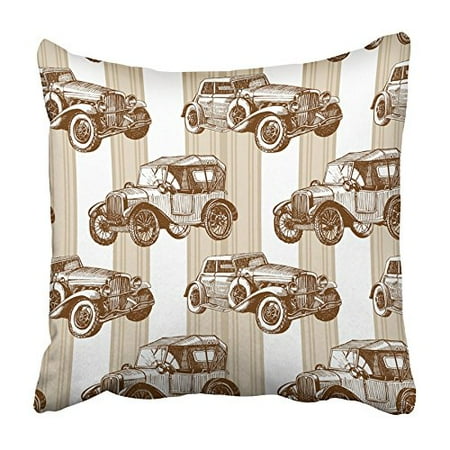 Classic Car Cutout USART Black Car Retro Automobile Pattern White Vintage Classic Auto Bumper Cutout Pillowcase Cushion Cover 20x20 inch ()