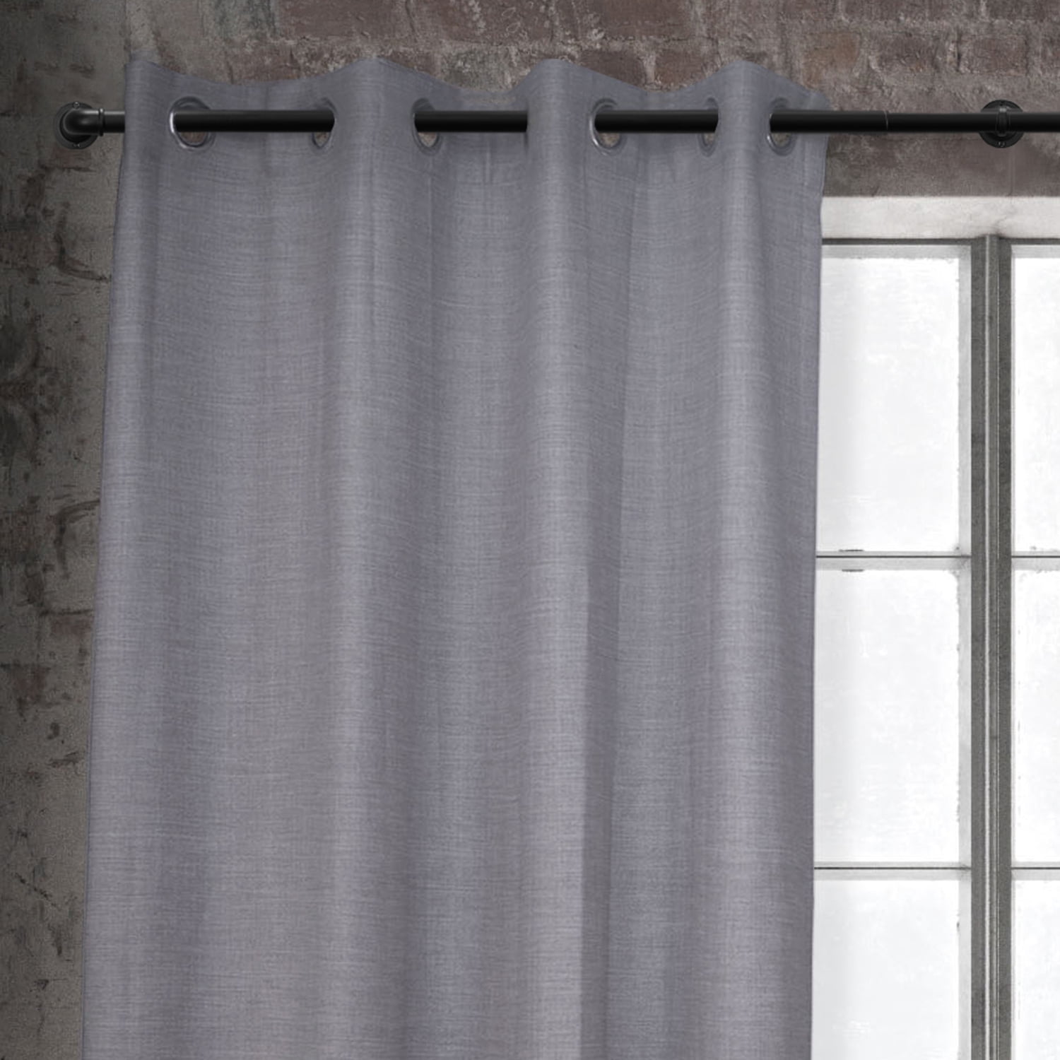 Better Homes & Gardens 1" Wrought Iron Finish Industrial Pipe Single Curtain Rod 32-120"