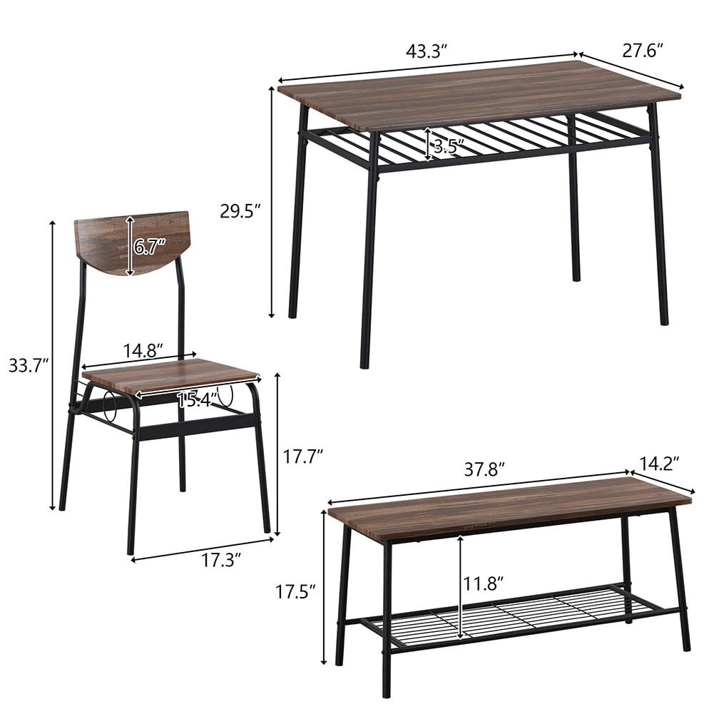 Kepooman 6 Piece Dining Set, Dining Table Set Include Table, Bench & 4 Chairs, Kitchen Table Set for 6 Persons, Natural Kepooman 6 Piece Dining Set, Dining Table Set Include Table, Bench & 4 Chairs, Kitchen Table Set for 6 Persons, Natural