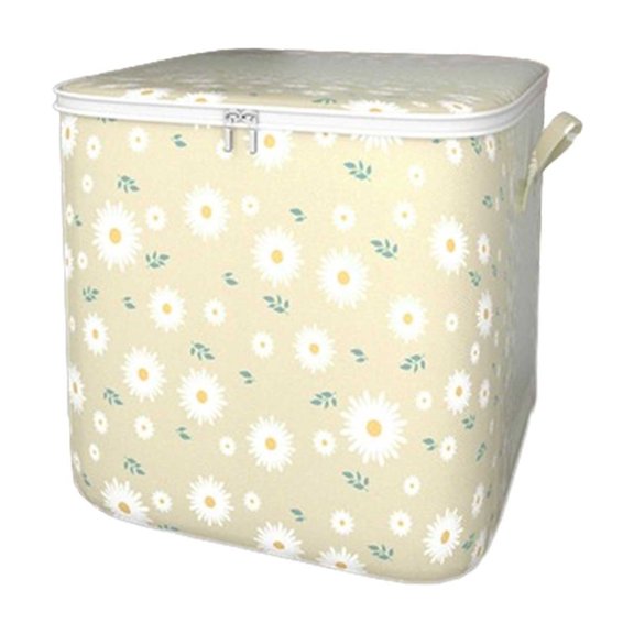 Heavy Duty Storage Box with Lid and Reinforced Handles, Floral Pattern Extra Large Space Saving Travel Storage Bags for Clothes