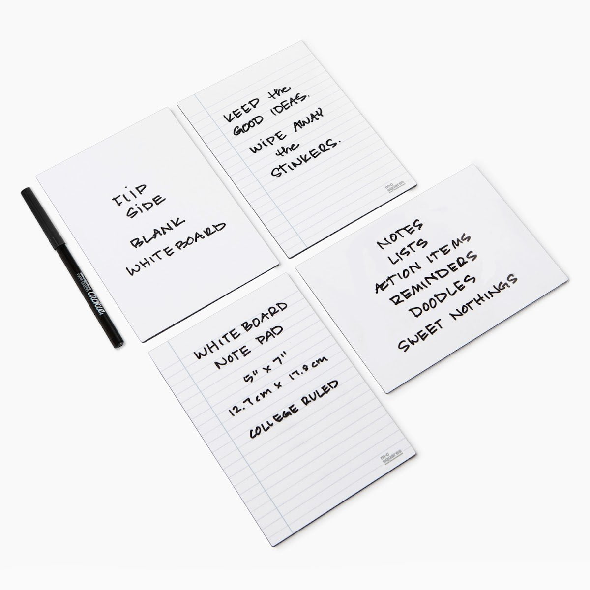 M.C. Squares DryErase Jr. Note Pads 5 x 7 Inch, Junior 4 Pack One