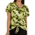 thumbnail image 6 of Moomaya Tie Dye Short Sleeve Ruching Tops For Women V-Neck Casual Jersey Tee, 6 of 9