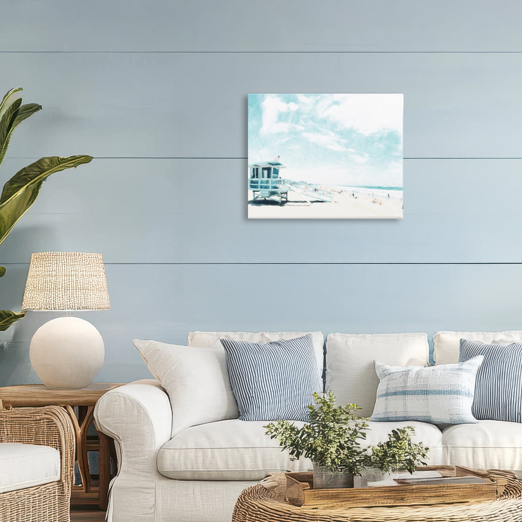 Stupell Industries Blue Beach Station Canvas Wall Art, design by Kim Curinga