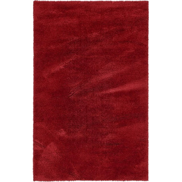Unique Loom Tapis Moderne Urbain Studio Shag Solide 5' x 8' Rectangle Rouge