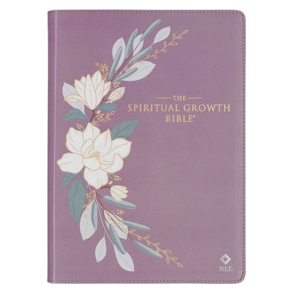 NLT SPIRITUAL GROWTH BIBLE PLUM FLORAL THUMB INDEX FAUX LEATHER