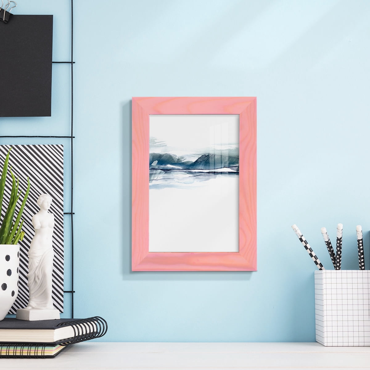 Stark Horizon I - Framed Print w/glass - Sunset Pink