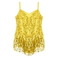 thumbnail image 5 of Manyakai Girls Tango Latin Dance Dress Sequin Tassel Dress Professional Competition Ballroom Samba Gold 8, 5 of 7