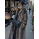 thumbnail image 2 of Abrigo largo de piel sintética marrón oscuro para mujer, chaqueta de lana de un solo pecho, gabardina de felpa esponjosa, abrigo cálido, invierno, nuevo, 2023, 2 of 5