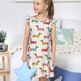 thumbnail image 4 of Balery Dachshund Dog Puppy Camisón de princesa para niñas, pijama de algodón con mangas abullonadas, suave y bonito.-Small, 4 of 6