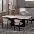 thumbnail image 5 of Modern 5-Piece Faux Marble Dining Table Top with Boucle Chairs in Gray Dining Room Set for Kitchen, 5 of 9