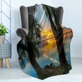 thumbnail image 4 of Willow Tree Soft Flannel Fleece Throw Blanket, Dramatic Scenery Nature View Sunrise over the Lake Reflection on the Water, Cozy Plush for Indoor and Outdoor Use, 50" x 70", Multicolor, by Ambesonne, 4 of 5