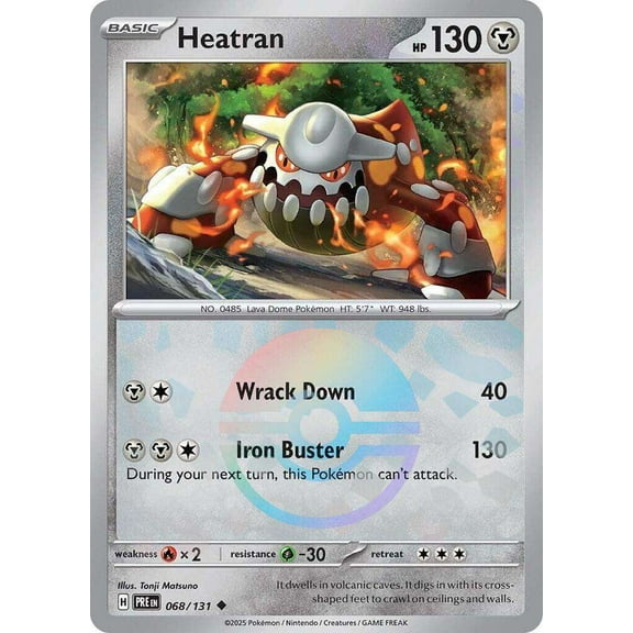 Pokemon Prismatic Evolutions Uncommon Heatran #68 (Poke Ball Pattern)