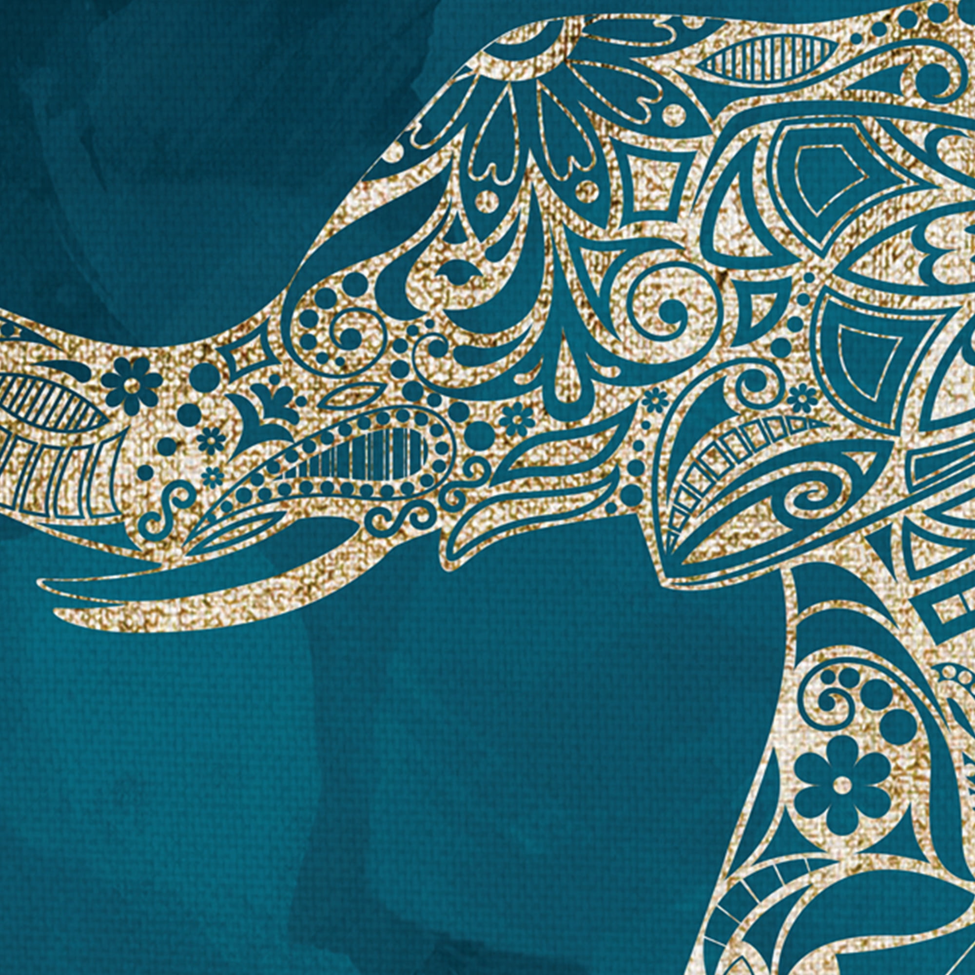 Gold Elephant on Blue by Willowbrook Art Print