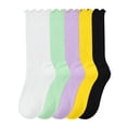 thumbnail image 2 of LckLvx 5 Pairs Socks for Boys Girls Stretchy Ruffle Ankle Socks Daily Casual Wear 6-14 Years, 2 of 6
