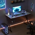 thumbnail image 2 of DESINO Gaming Desk 47 Inch PC Computer Desk, Home Office Desk Table Gamer Workstation, Simple Game Table, Gray, 2 of 8