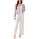 thumbnail image 2 of Suéter de punto de mujer INSPIRE CHIC, cardigan casual de rayas con botones, de manga larga, color blanco y púrpura, 2 of 5