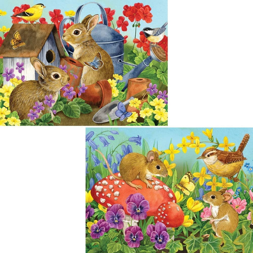 Bits and Pieces 300 Piece Jigsaw Puzzle Set of 2- Bunnies & Mice - 18"x24"