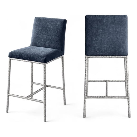 Meridian Furniture Reeves Navy Chenille Upholstered Counter Stool (Set of 2)