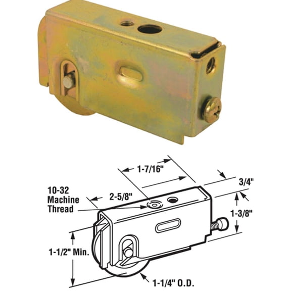Slide-Co 131476 Sliding Glass Door Roller Assembly, 1-1/4-Inch