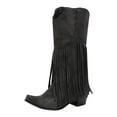 thumbnail image 3 of Rokment Womens Winter Fall Long Fringe Wide Mid Calf Western Cowboy Boots Bohemian Tassel Knee High Western Cowgirl Boots, 3 of 5