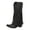 Black, variant on YLYL Women Fringe Tassel Knee High Boots Snip Toe Chunky Heels Pull on Cowboy Cowgirl Western Boots