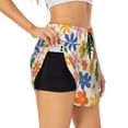 thumbnail image 2 of Bixox Women's Groovy Daisy Flowers pattern 2 in 1 Running Shorts - Lightweight Athletic Workout Gym Yoga Shorts Liner with Pockets - Medium, 2 of 7