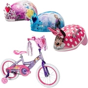 Huffy Disney Princess Girls' Bike with Heart Basket and Bell Sports Disney 3D Helmet Bundle