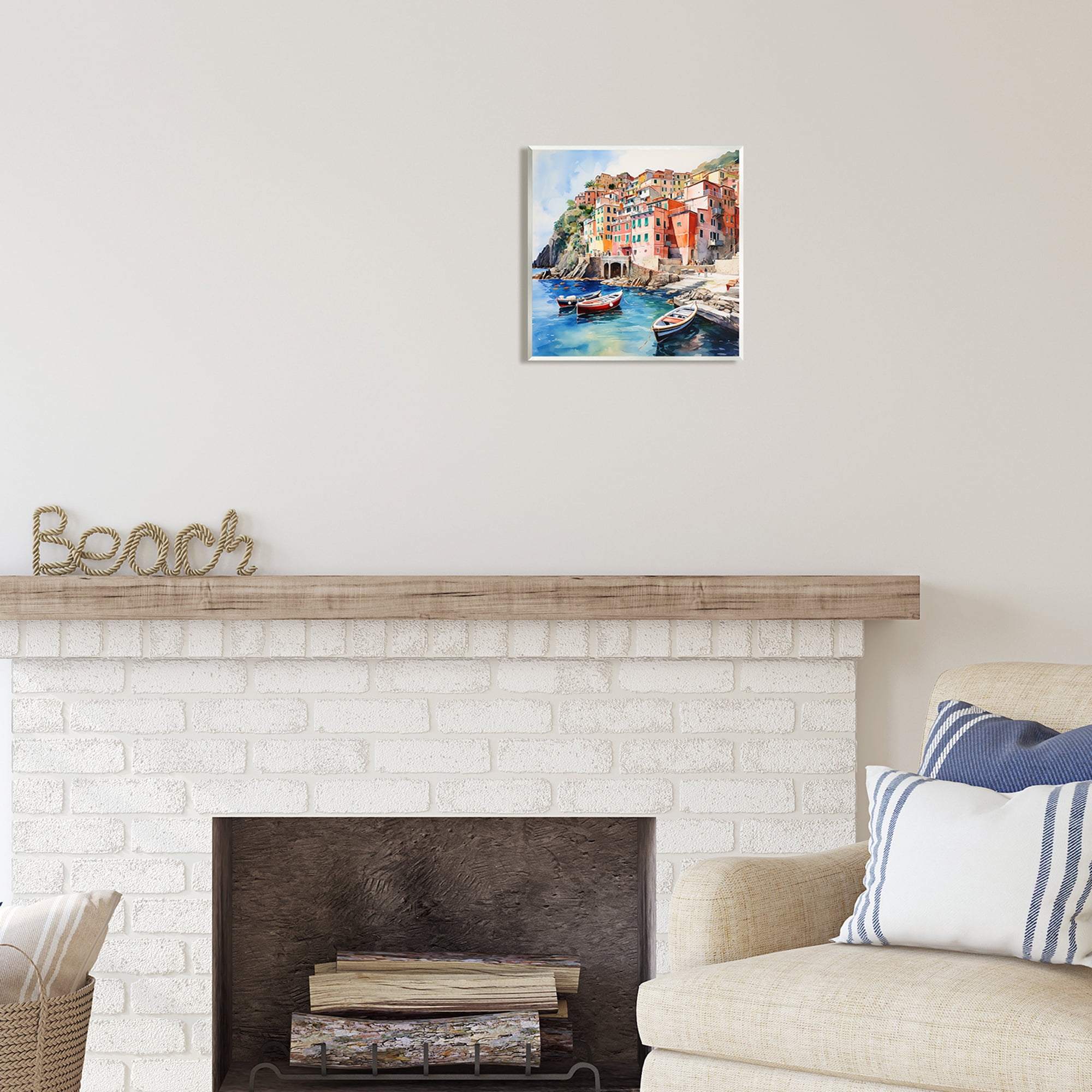 Stupell Industries Cinque Terre Boats Travel & Places Painting Unframed Art Print Wall Art, 12 x 12