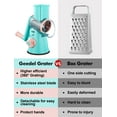 thumbnail image 2 of Geedel Rotary Cheese Grater, Kitchen Grater Vegetable Slicer with 3 Blades, Dishwasher Safe, Easy to Clean Grater for Vegetable, Fruit, Nuts, 2 of 9
