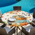 thumbnail image 6 of Thanksgiving Round Tablecloth, Fitted Table Cover with Elastic for 55"-60" Round Tables, Retro Pumpkin Truck Maple Leaf Branch Table Cloth Outdoor Indoor Dinning Party Waterproof Tablecloths, 6 of 7