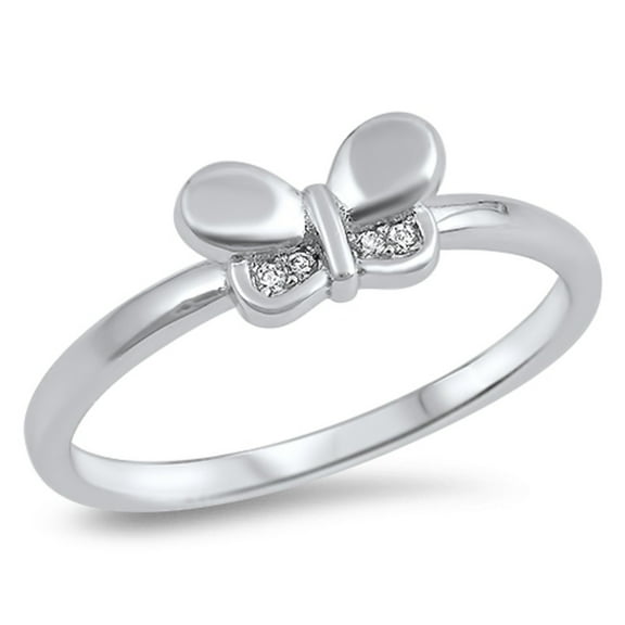 Cubic Zirconia Little Butterfly Ring Sterling Silver