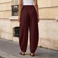 thumbnail image 7 of Women Wide Leg Pants High Waist Elastic Solid Wide Leg Cotton Linen Womens Sweatpants Brown, 7 of 7