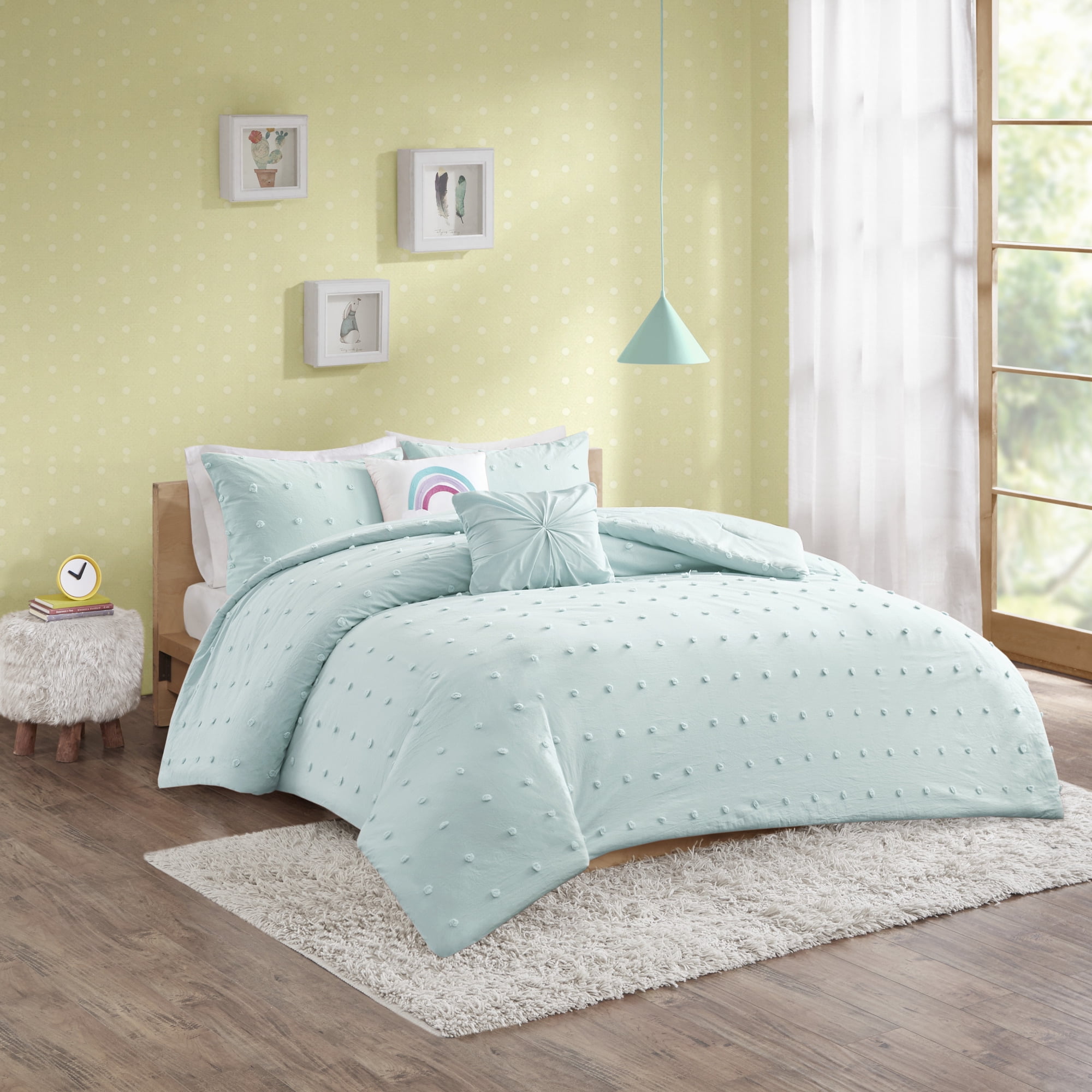 ari 5pc cotton jacquard duvet cover set aqua