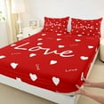 thumbnail image 3 of Homewish Red Love Heart Bed Sheets for Teens, Romantic Valentines Day King Sheets, Kawaii Cartoon Sheet Set, Ultra Soft Bedroom Decor, 4-Piece, 3 of 7