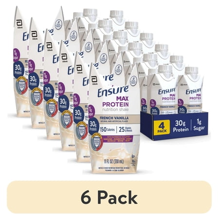 (6 pack) Ensure Max Protein Shake 30g Protein French Vanilla 11 fl oz 4 Pack