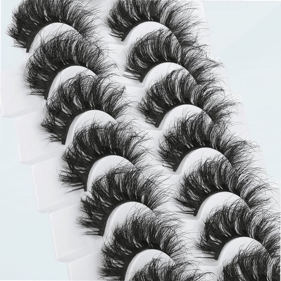 ALICROWN False Eyelashes Fluffy Dramatic Lashes 3D Faux Mink Lashes 7 Pairs Long Thick Volume Fake Eyelashes Pack