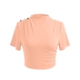 thumbnail image 6 of DeHolifer Women's Tops Mock Neck Solid Color Ruched T-Shirts Work Office Dressy Business Casual Top Pink S, 6 of 6