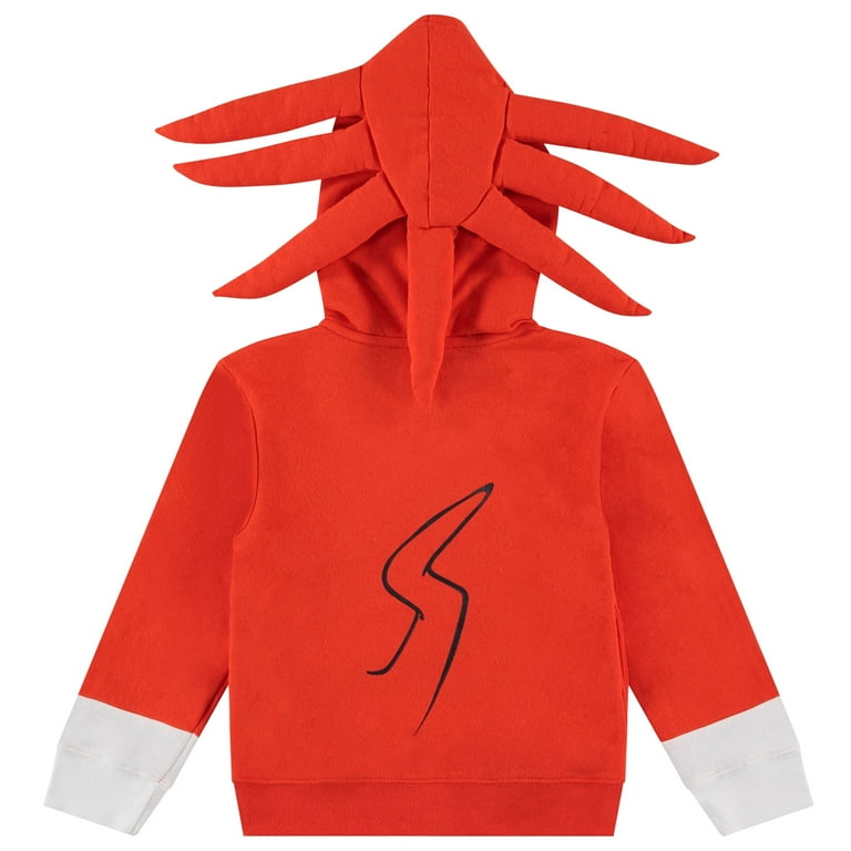 SEGA Knuckles Boys Zip Up Fleece Hoodie, Red Costume Sweatshirt